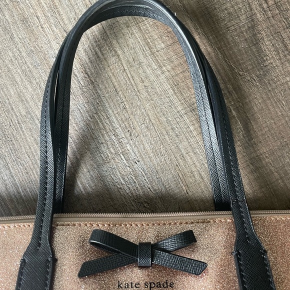 Kate Spade Pinkish Sparkle Tote With Black Bow - Picture 4 of 11